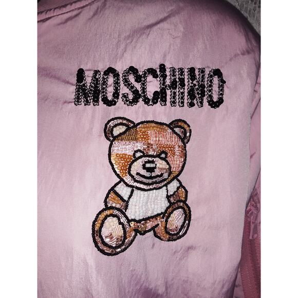 Moschino Couture Sz 2  Pink Beaded Teddy Bear Bomber Jacket NWOT - Picture 3 of 9